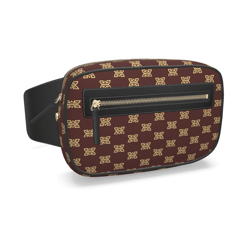 Denel Royal Brown & Buff Signature Pattern Leather Belt Bag