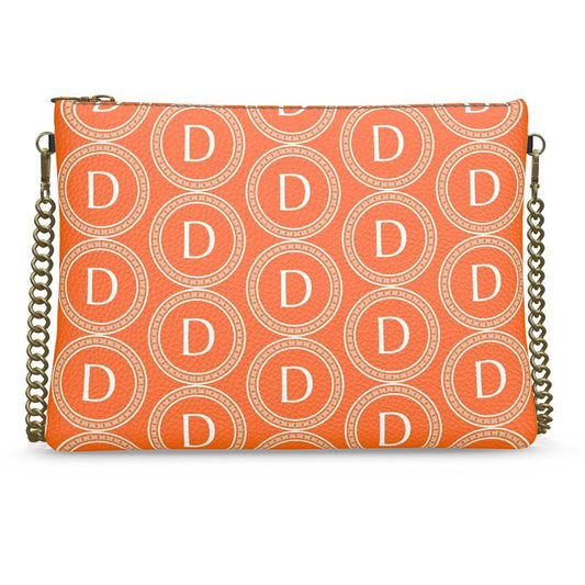 Denel Women Orange & White Logo Pattern Leather Crossbody Bag